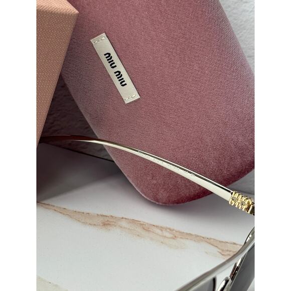 NEW Miu Miu MU A55S Silver Oversized Aviator Sunglasses $637 main image 5